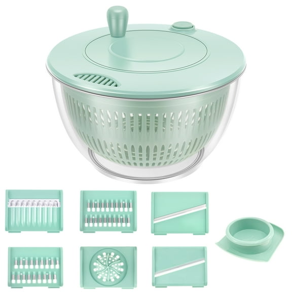 Salad Spinner with 6 Blade Slicer Multifunctional Vegetables Wash Bowl Detachable Lettuce Spinner Efficient Vegetable Spinner Reusable Fruit Cleaner Spinner for Food Washing