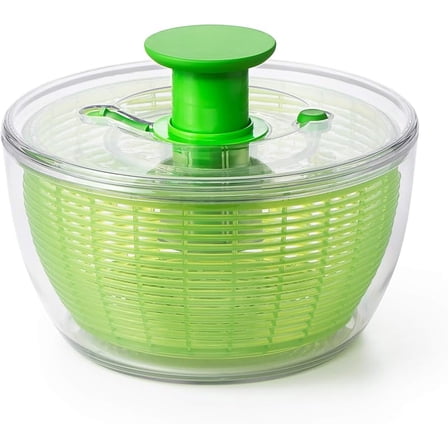 Salad Spinner - Large, Green Lettuce & Fruit Washer, BPA-Free, Easy One-Hand Pump