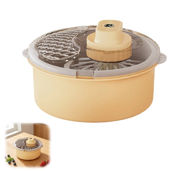 Salad Spinner and Produce Washer, Multifunctional Vegetable Dryer, Electric Lettuce Spinner with Non-Slip Base, Fruit and Vegetable Washer for Kitchen Prep, Beige