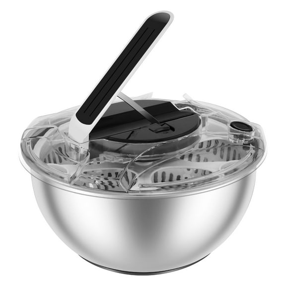 Salad Spinner Stainless Steel Drain Basket Non Slip Lettuce Spinner Effortless Vegetable Dryer Large Capacity Fruits Washer Drain Basket for Cooking
