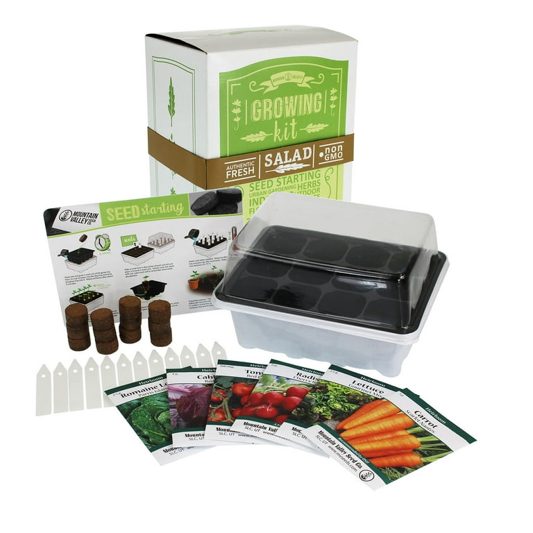 Salad & Vegetable Garden Seed Starter - Basic Kit - 6 Non-GMO Varieties - Gardening Starter Kit - Seeds: Mixed Lettuce Greens, Radish, Carrot, Tomato, Cabbage & More Salad & Vegetable Garden Seed Starter - Basic Kit - 6 Non-GMO Varieties - Gardening Starter Kit - Seeds: Mixed Lettuce Greens, Radish, Carrot, Tomato, Cabbage & More