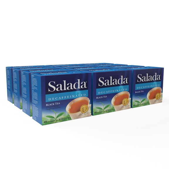 Salada Decaffeinated Black Tea Blended Strong Black Tea with 48 Individually Wrapped Tea Bags Per Box (Pack of 12) Contains Caffeine Brew Hot Flavored Rich in Antioxidants Original Blend