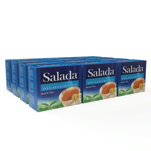 Salada Decaffeinated Black Tea Blended Strong Black Tea with 48 Individually Wrapped Tea Bags Per Box (Pack of 12) Contains Caffeine Brew Hot Flavored Rich in Antioxidants Original Blend