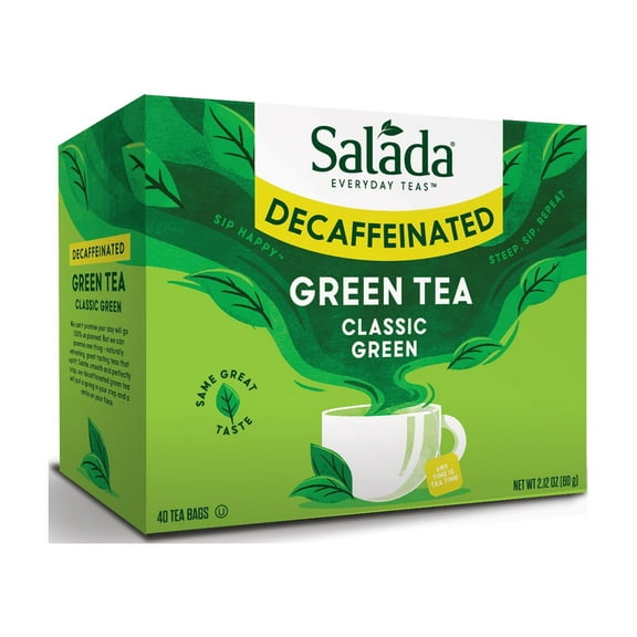 Salada Green Tea Decaffeinated with 40 Individually Wrapped Tea Bags Contains Caffeine Brew Hot Flavored Rich in Antioxidants Zero Calories