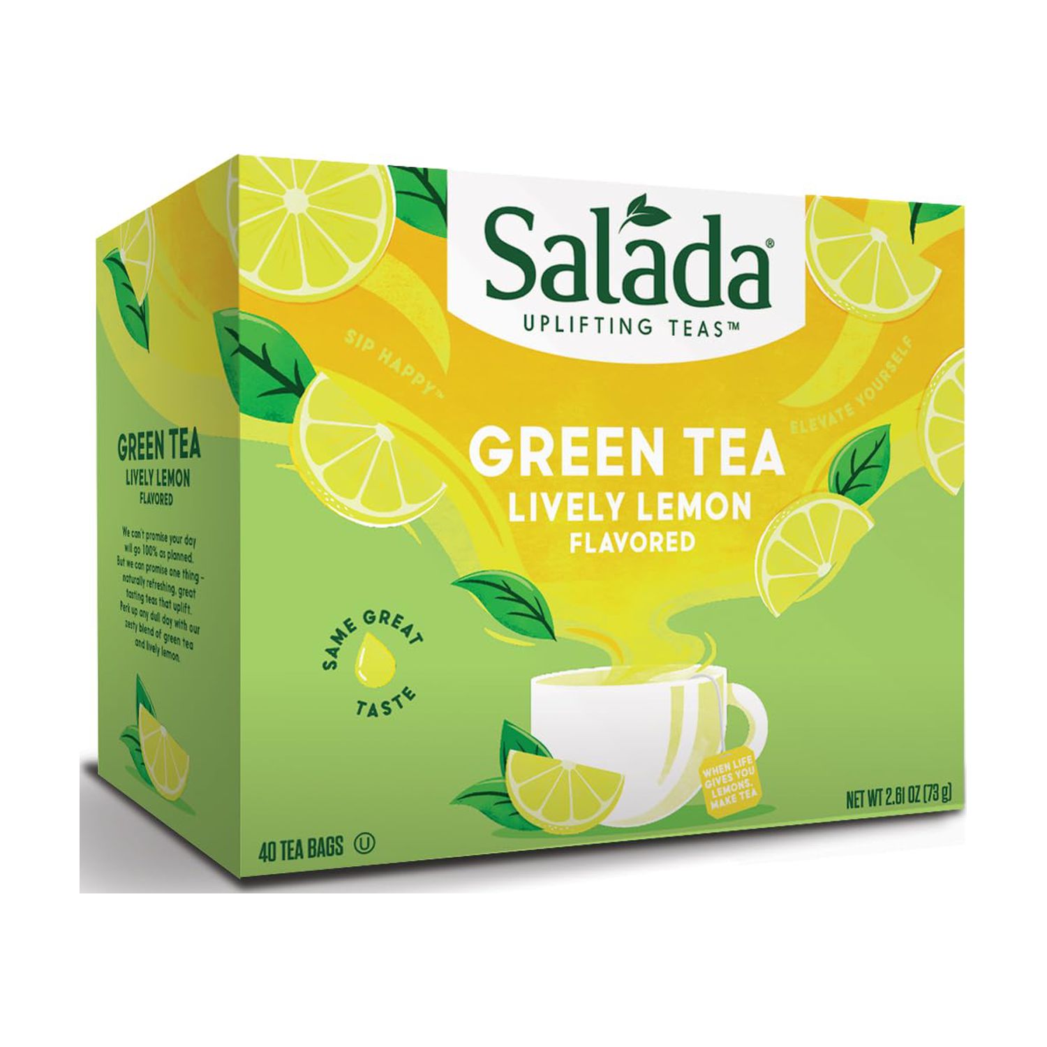 Salada Lively Lemon Green Tea With 40 Individually Wrapped Tea Bags Per Box Brew Hot Naturally