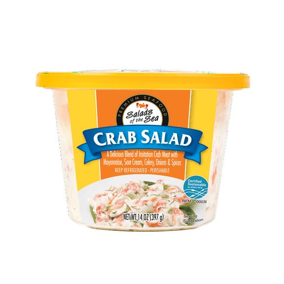 Salads of the Sea Crab Salad, Regular 14 oz Plastic Tub, Refrigerated, Tree Nut-Free