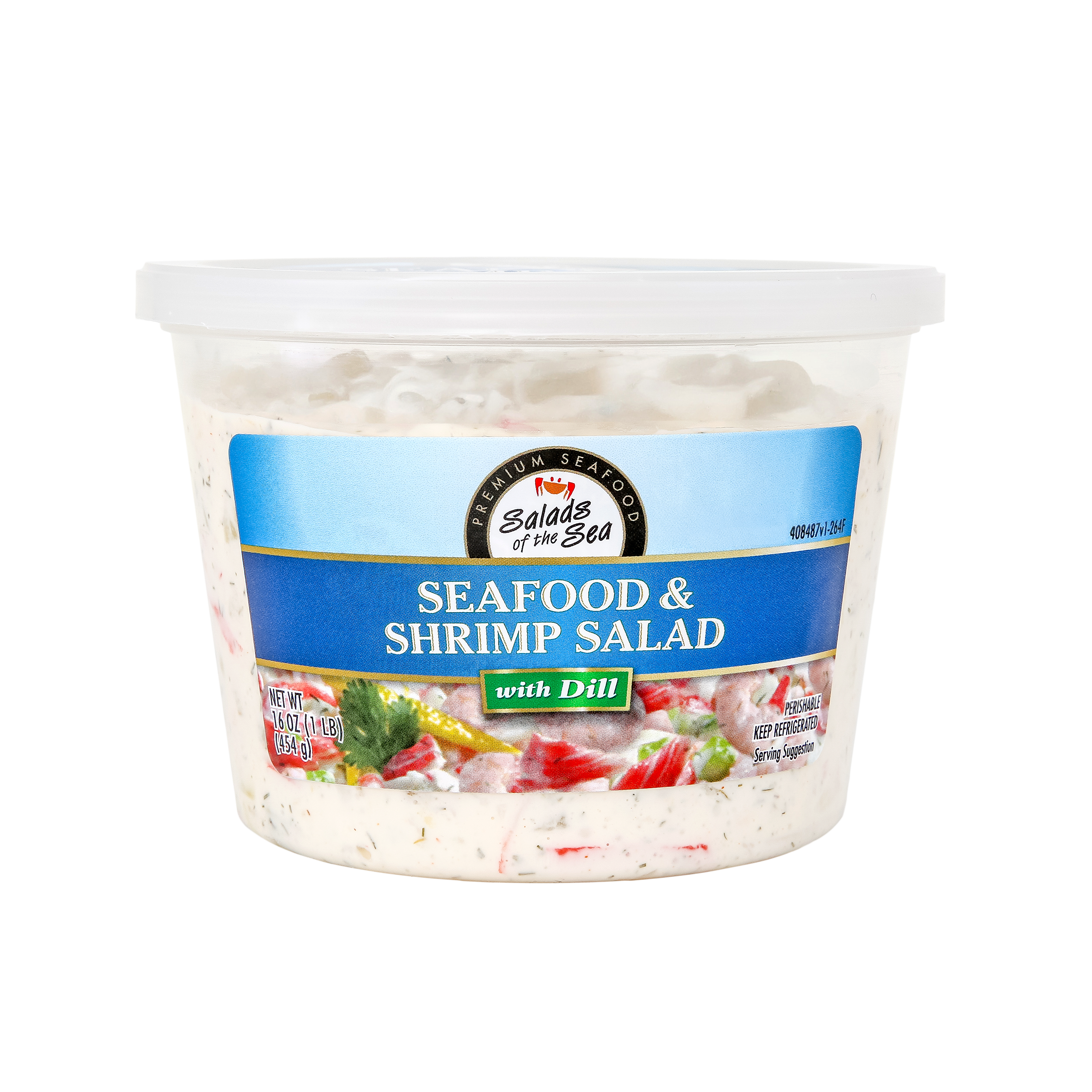 Salads of the Sea Seafood & Shrimp Salad with Dill, Regular 16 oz Plastic Tub, Refrigerated
