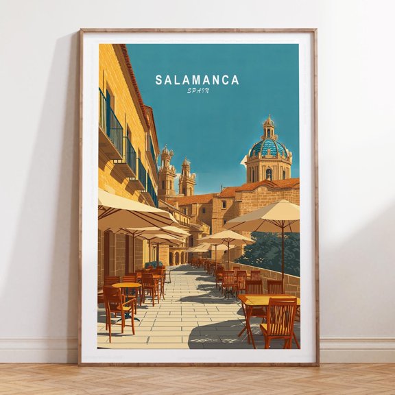 Salamanca Spain Minimalist Cityscape Home Decor Wall Art, Unframed Paper Print Size 8x12