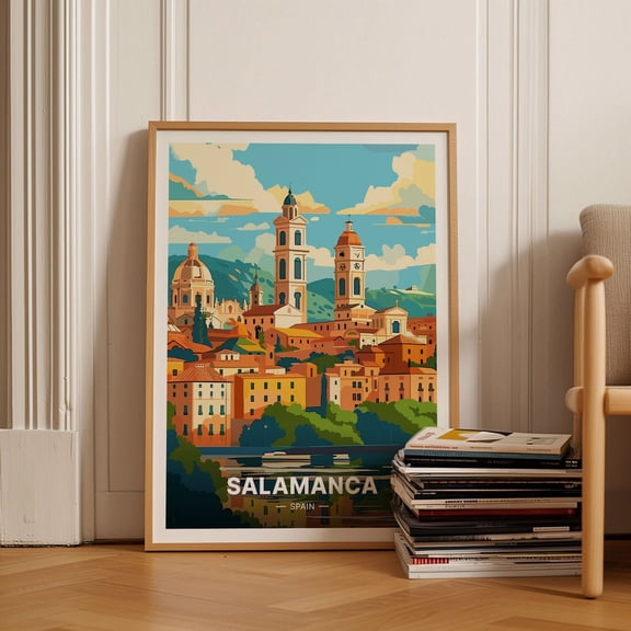 Salamanca Spain Travel Poster, Vintage-Inspired Wall Art, European Cityscape, Home & Office Decor Wall Art, Modern Wall Decor, 8x12 UNFRAMED
