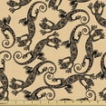 thumbnail image 1 of Ambesonne Salamander Fabric by the Yard Upholstery, Tribal Ornament Lizards, 2 Yards, Peach and Charcoal Grey, 1 of 4