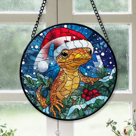 Salamander Ornament Christmas 2025, Salamander Stained Glass Window Hanging Artistic Home Decor for Every Season