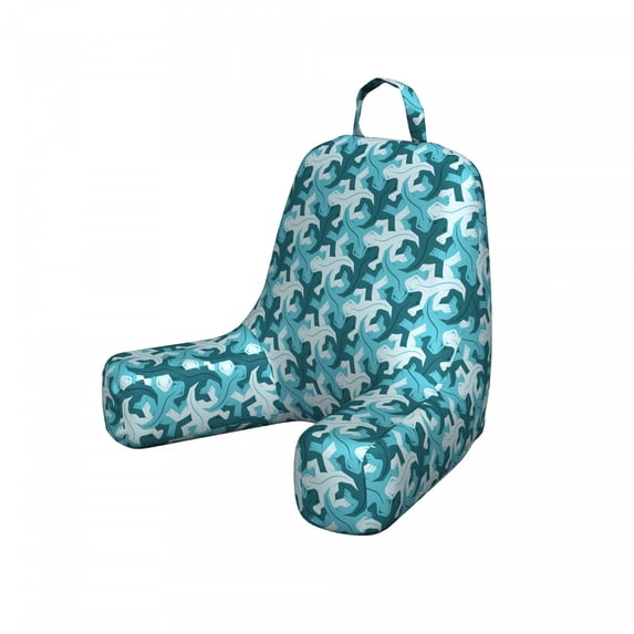 Salamander Reading Pillow Cover, Monochromatic Design of Reptile Animal Forms Repetitive Design, Unstuffed Printed Bed Rest Case from Soft Fabric, Small, Petrol Blue and Sky Blue, by Ambesonne