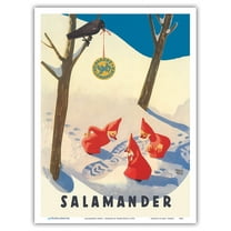 Salamander Shoes - Germany - 3 Gnomes - Vintage Advertising Poster by Franz Weiss c.1955 - Master Art Print (Unframed) 9in x 12in