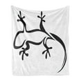 thumbnail image 1 of Salamander Soft Flannel Fleece Blanket, Outline Drawing of a Long-Tailed Animal Form on a Plain Background, Cozy Plush for Indoor and Outdoor Use, 50" x 70", Charcoal Grey and White, by Ambesonne, 1 of 5