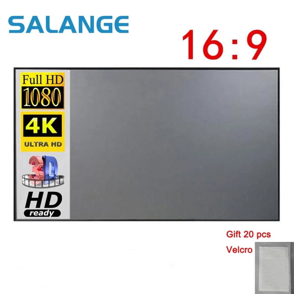 Salange 100'' Portable Projector Screen Foldable HD Anti-Fiber Optic Material 16:9 Home Theater Movie Projection Screen Wall Mount/Stand Included