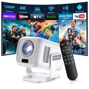 Salange Smart Projector with WiFi and Bluetooth 5.4, 1080P Native Auto Focus Keystone, 4K Supported, Built-in Apps, Short Throw for Home Indoor Outdoor