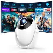 Salange Smart Projector with WiFi and Bluetooth 5.4, 1080P 4K Supported,Auto Focus Keystone, Built-in Apps, Short Throw for Home Indoor Outdoor