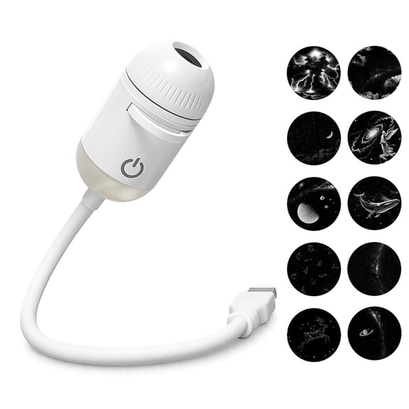 Salange 2-in-1 Galaxy Projector Night Light,USB Power Light with 10 Sliding Projection Films,Adjustable Brightness 360° Rotating Design for Car and Home Decoration