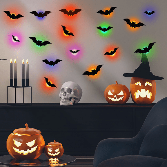 Salange 32pcs Bats Halloween Decoration, Halloween Bats Wall Dcor 3D Scary Bat Sticker for Home Decor DIY Wall Decal Window Indoor Home Window Decoration Set