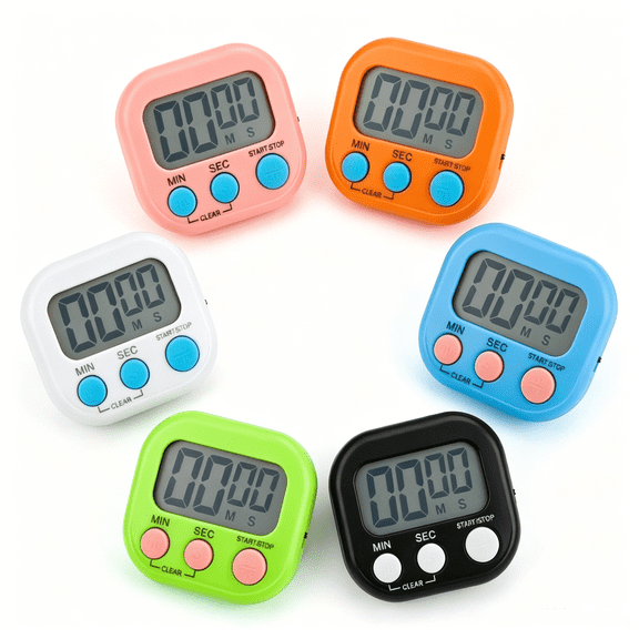Salange 6pcs Magnetic Digital Kitchen Timer, Big Screen Countdown Timer with Loud Ring, for Cooking, Exercise, Study, Game and Break Reminder