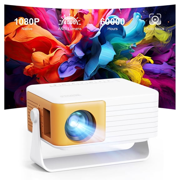 Salange FHD 1080P Supported Mini Projector with Wifi and Bluetooth,Auto Keystone Portable Movie Projector, Compatible with iOS/Android/Windows/TV Stick/Box/USB/HDMI,Yellow