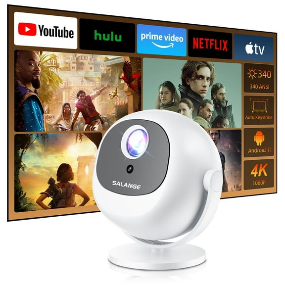 Salange Full HD Projector with 1080p,360 Stand Rotatable,Support Wifi and Bluetooth,Auto Keystone,Equisite Poratble Projector for Home&Outdoor Movie