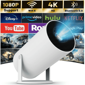 Salange Projector 4K 1080P Support with Bluetooth and WiFi 6, Auto Correction/Focus, Mini Projector Smart for Movie Projection