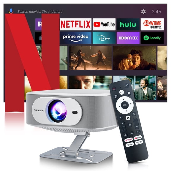 Salange 2026 Upgrade Portable Mini Projector, 1080P Native Support 4K, 400 Ansi Lumens, Auto Keystone & Electric Focus, Built-in WiFi and Bluetooth, Includes Stand, for Outdoor Movies