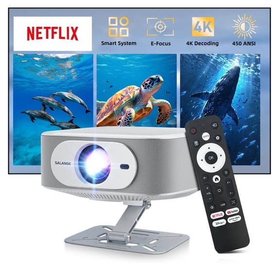 Salange LCD Native 1080p Auto Keystone Correction Portable Movie Upgrade Projector with Stand