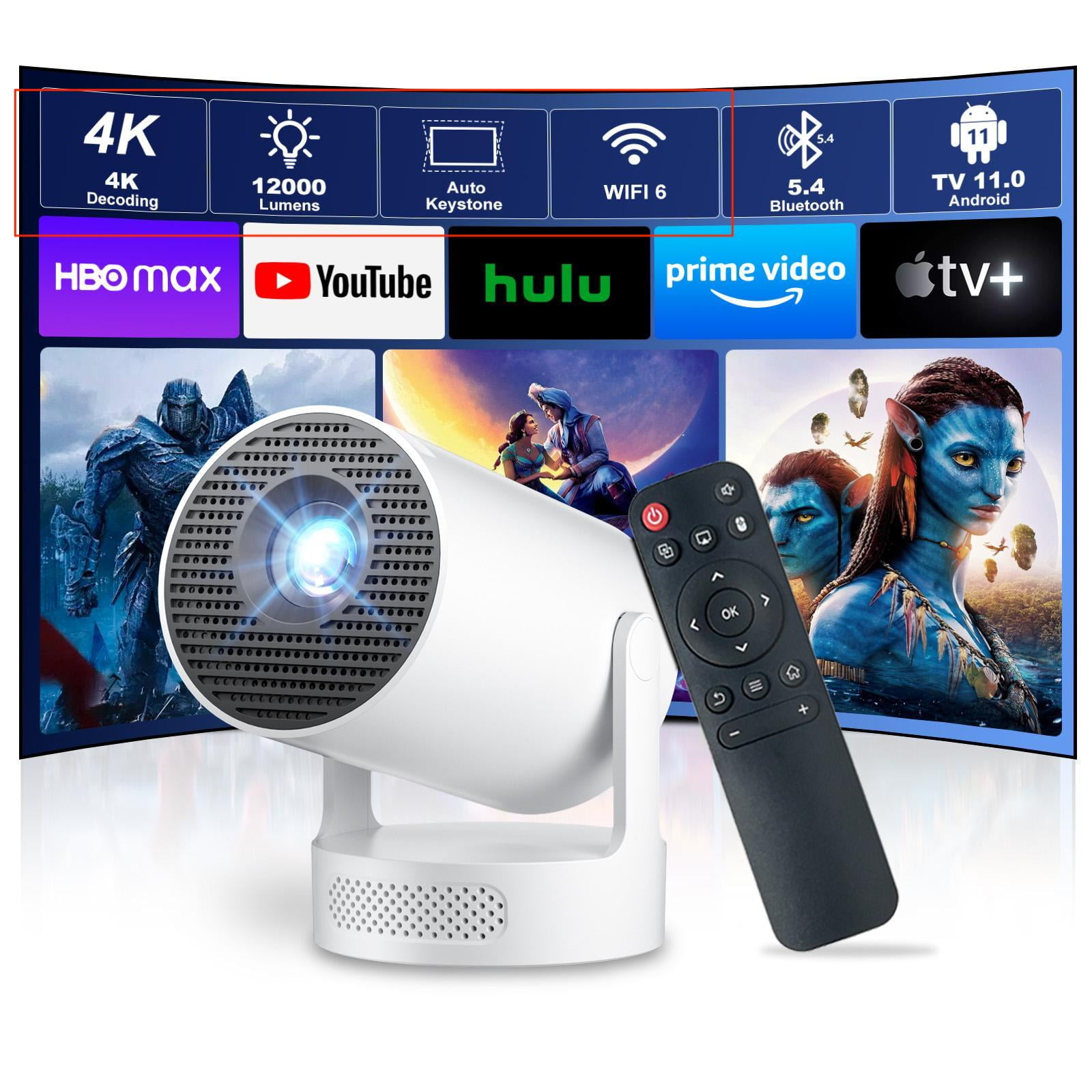 Salange Mini Projector with WiFi and Bluetooth, 4K 1080P Supported, Native 720p HD, Auto Keystone Correction, Short Throw Outdoor Movie Projector