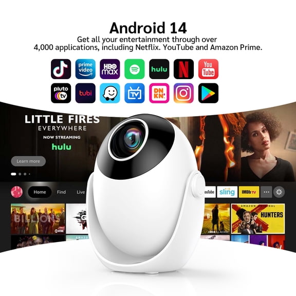 Salange Native 720P Portable Pocket Projector, Short Throw, Mini Projector with Wifi and Bluetooth, Outdoor Movie Projection