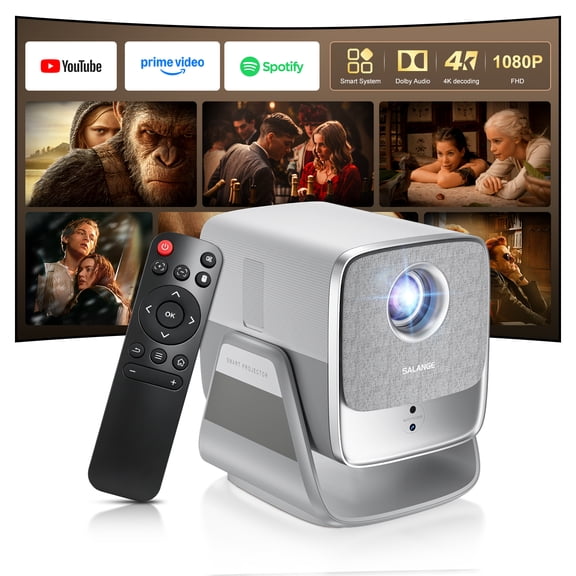 Salange Projector Native 1080p 4K Support with Wifi and Bluetooth5.4, Auto Focus,600 ASIN Lumens Movie Projector with Dolby Sound,Gray