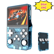 Salange R36S Open Source Handheld Game Console, 3.5-inch 3D RGB screen, Dual Joystick, Arcade Nostalgia, Blue, 64G