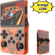 Salange R36S Open Source Handheld Game Console, 3.5-inch 3D large screen, GBA Dual Joystick, Arcade Nostalgia, Orange, 128GB