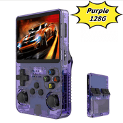 Salange R36S Open Source Handheld Game Console, GBA Dual Joystick, Purple, 128GB