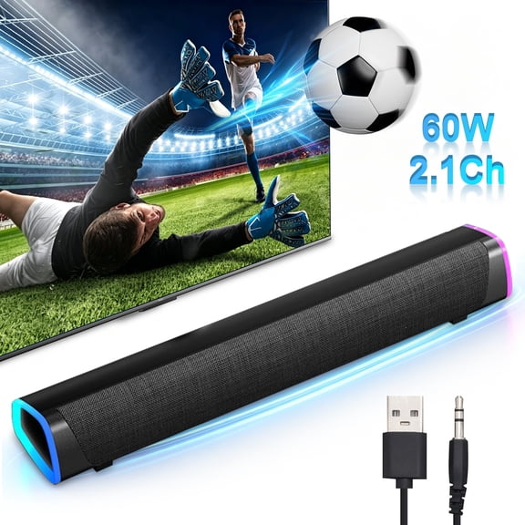 Salange Small Sound Bar for TV Computer, Compact Soundbar with Built-in Subwoofer, Bluetooth 5.4, HDMI/AUX/USB,16.3inch