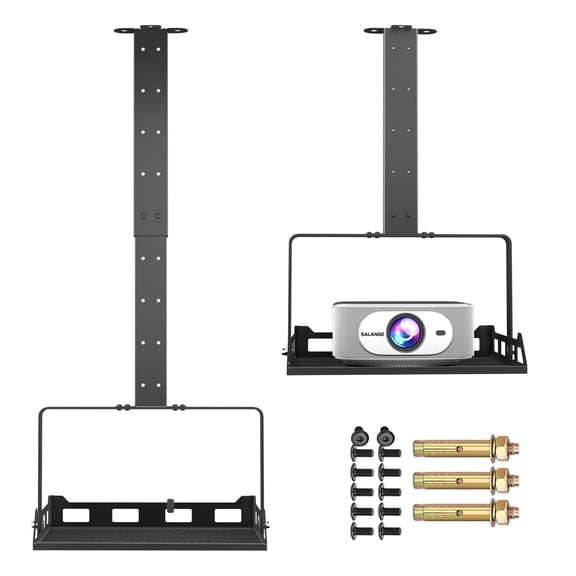 Salange Universal 3-in-1 Projector Mount,Ceiling, Wall & Stand Mount w Tray,Holds Up to 22lbs, Adjustable Height & Cable Management | Heavy Duty for Home Theater, Office, Classroom Projector