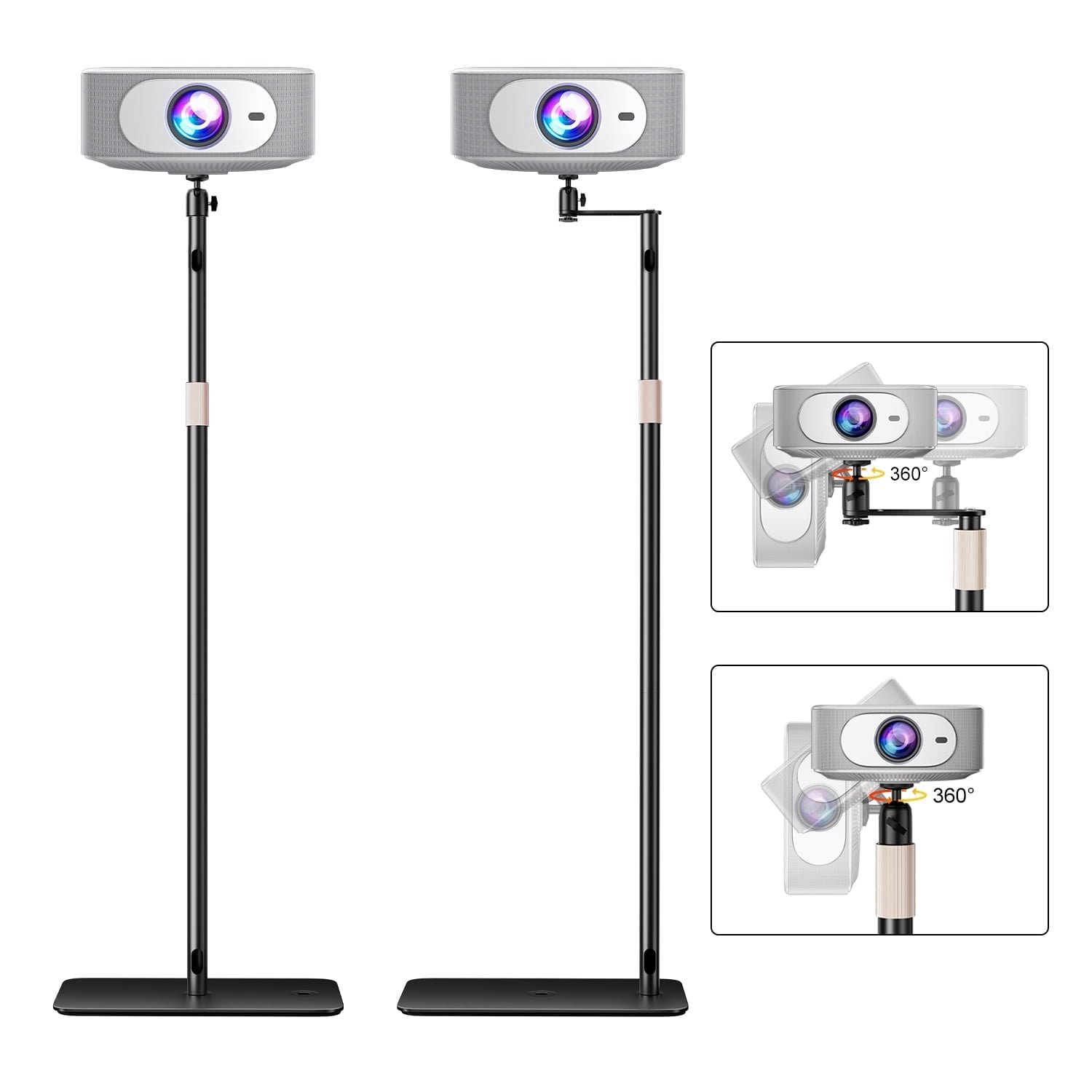 Salange Universal Projector Stand Tripod, Height Adjustable 33.46 to 51.2 Inches Tripod, 360 Swivel Mount for Projectors & DVR Cameras, Black