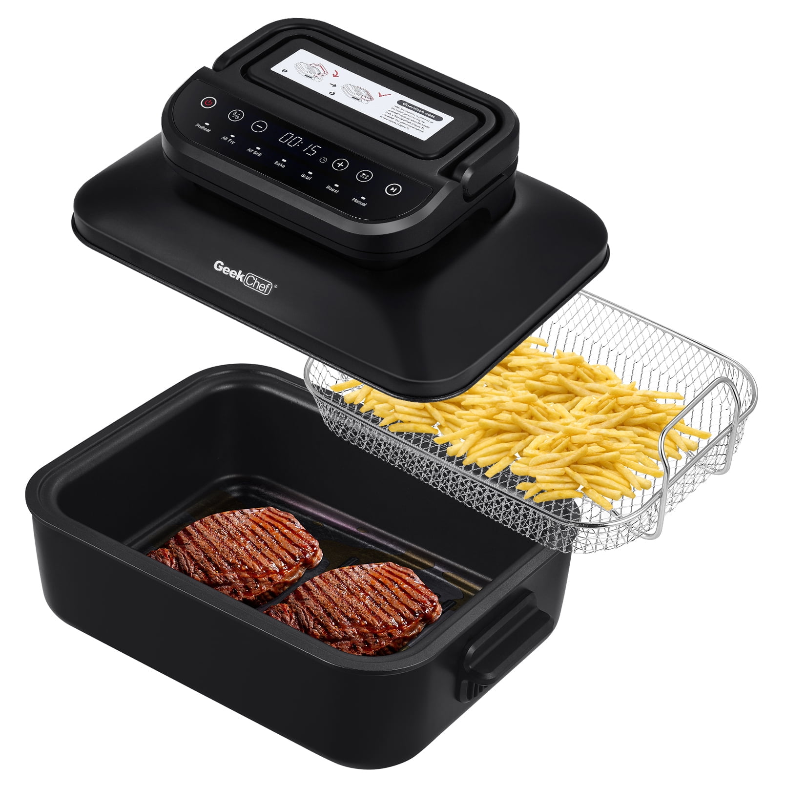 Salarlo 7 In 1 Smokeless Electric Indoor Grill with Air Fry, Roast