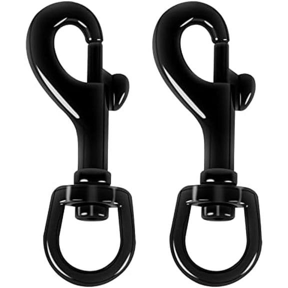 Salate Flag Swivel Snap Clips - Heavy Duty Metal Flag Snaps Hooks with Swivel Eyelet for Max 5/16" Diameter Flagpole Rope, Flag Pole Hardware, Clips for Flag, Pet Leash, Leather Craft (Black, Pac