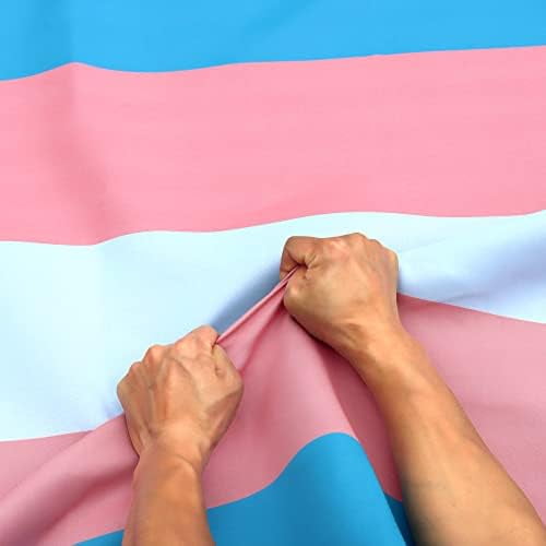 Salate Rip-Proof Double Sided 3-Ply Transgender Flag 3x5 Foot - Vivid Color, Canvas Header and Wrinkle Resistant - The Strongest, Longest Lasting LGBT Pride Month Parade Flags 3 X 5 Ft