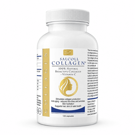 Salcoll Collagen + Vitamin C Skin Capsules for Hair, Skin & Nails Support, 120 Capsules
