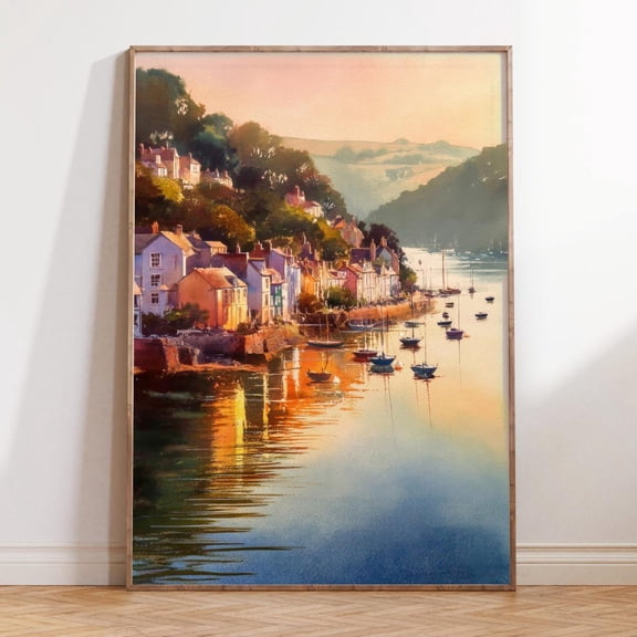 Salcombe England Coastal Harbor View Wall Art Unframed Paper Print