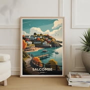 Salcombe Travel Poster, England Coastal Landscape Art, Home Office Decor, Poster Only
