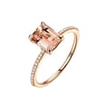 thumbnail image 1 of Sale: 1.25 Carat Emerald Cut Real Morganite And Diamond Moissanite Engagement Ring 925 Sterling Silver With 18K Rose Gold Plating, Promise Ring, Anniversary Ring, 1 of 5