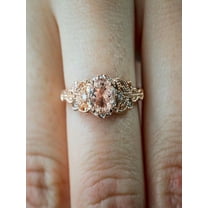 Sale 1.25 Carat Peach Pink Morganite (Round Shaped Morganite) and Diamond Engagement Ring in 10k Rose Gold Jewelry