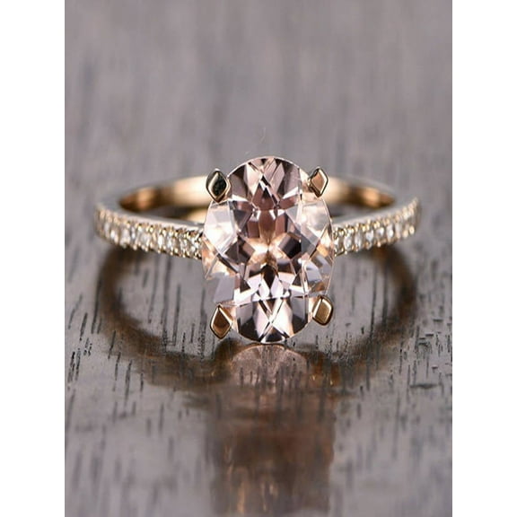 Sale: 1.25 Carat Peach Pink Morganite (Round cut Morganite) and Diamond Engagement Ring in 10k Rose Gold
