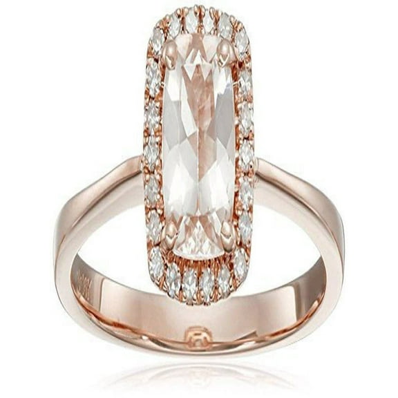 Sale: 1.25 Carat Peach Pink Morganite and Diamond Engagement Ring in 10k Rose Gold