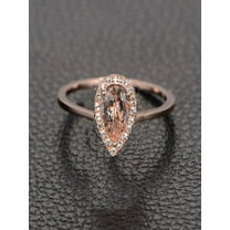 Sale: 1.25 Carat Peach Pink Morganite (pear cut Morganite) and Diamond Engagement Ring in 10k Rose Gold