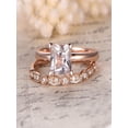 thumbnail image 1 of Sale: 1.25 Carat Peach Pink Morganite (princess cut Morganite) and Diamond Engagement Bridal Wedding Ring Set in 10k Rose Gold, 1 of 2